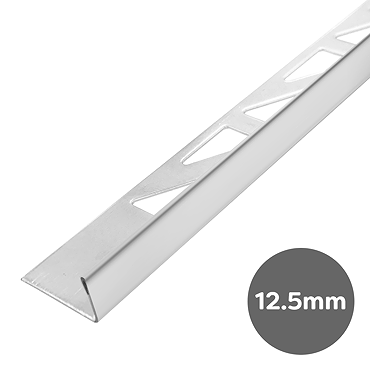 Shiny Silver 12.5mm L-Shape Metal Tile Trim  Profile Large Image