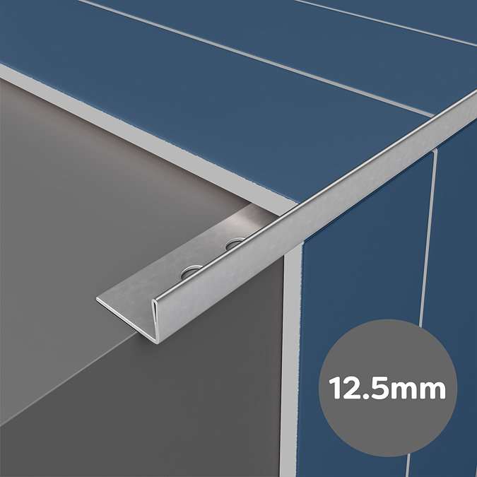 Shiny Silver 12.5mm L-Shape Metal Tile Trim