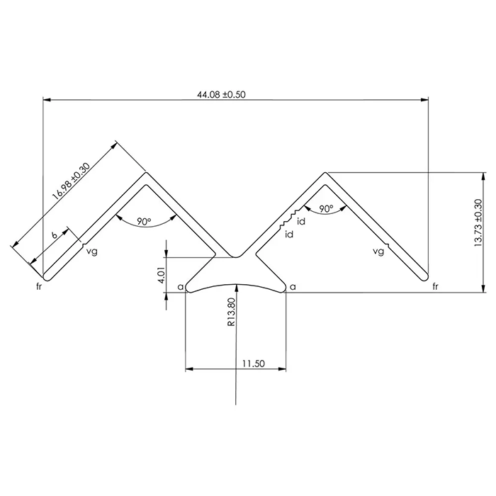 Showerwall Internal Corner Trim - Bright Silver