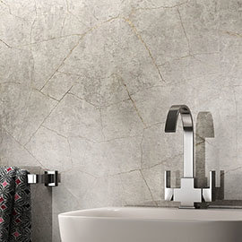 Showerwall Silver Slate Gloss Waterproof Decorative Wall Panel Medium Image