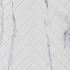 Showerwall Tile Effect Bathroom Wall Panel 2400 x 600mm - White Marble Herringbone