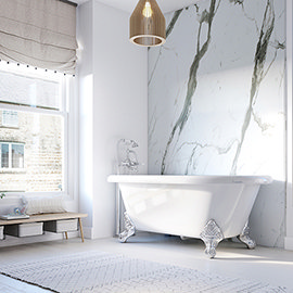 Showerwall Bianco Carrara Waterproof Decorative Wall Panel - Various Size Options Medium Image