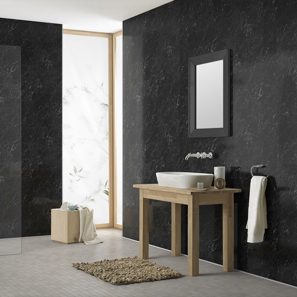 Showerwall - Waterproof Decorative Wall Panel - Black Marble - 4 Size ...