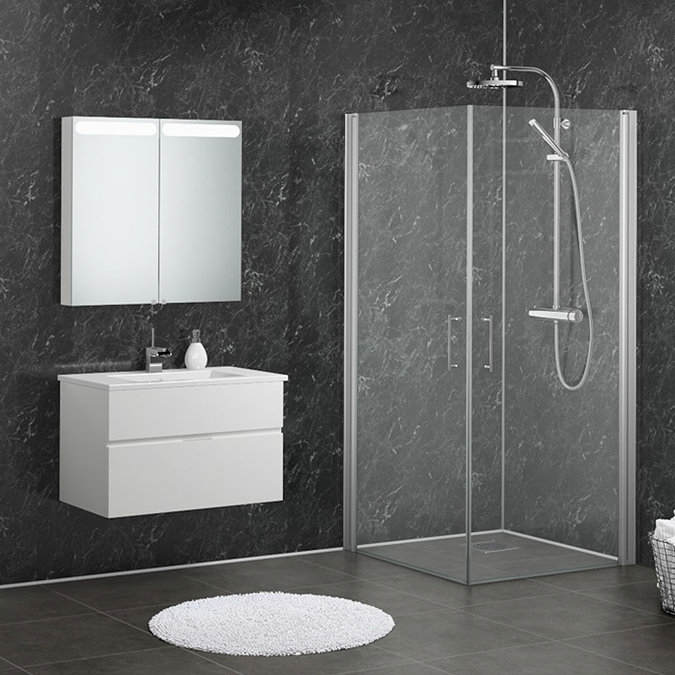 Showerwall Black Marble Waterproof Decorative Wall Panel - Various Size Options  Feature Large Image