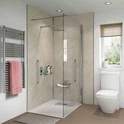 Showerwall Ivory Marble Waterproof Decorative Wall Panel - Various Size Options Large Image