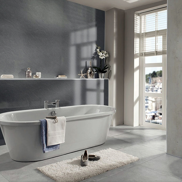 Showerwall Slate Grey Waterproof Decorative Wall Panel - Various Size Options  Feature Large Image