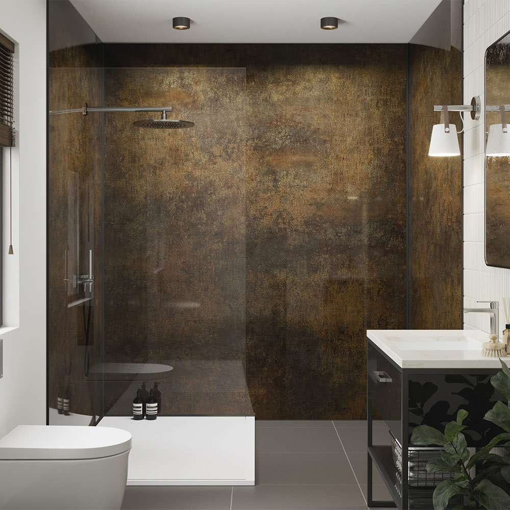 Livingandhome 5 Pcs Grey Shower Wall Panels Sparkle Effect Bathroom 260 x  25 cm | DIY at B&Q