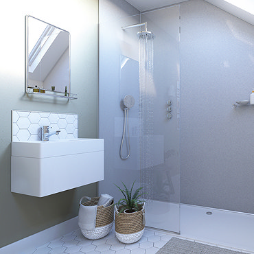 Showerwall White Sparkle Waterproof Decorative Wall Panel - Various Size Options  Profile Large Image