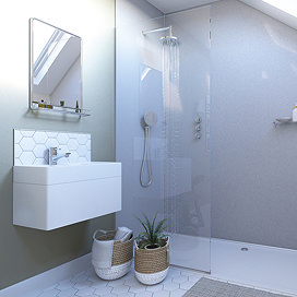 Showerwall White Sparkle Waterproof Decorative Wall Panel - Various Size Options Large Image
