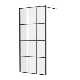 Side Panel for Arezzo Matt Black Grid Pivot Shower Door Large Image