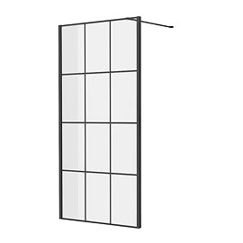 Side Panel for Arezzo Matt Black Grid Pivot Shower Door Large Image