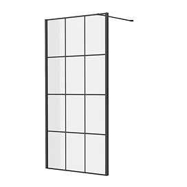 Side Panel for Arezzo Matt Black Grid Pivot Shower Door Large Image