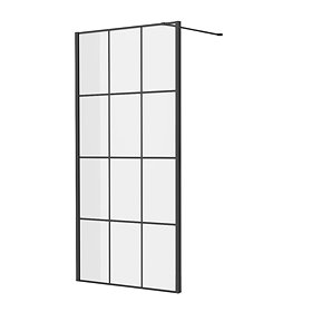 Side Panel for Arezzo Matt Black Grid Pivot Shower Door Large Image