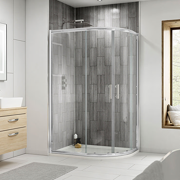 Pacific Offset Quadrant Shower Enclosure Inc. Tray + Waste (Right Hand)  Profile Large Image