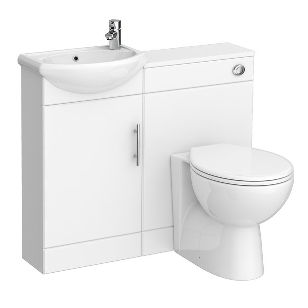 Sienna W920 x D200mm High Gloss White Vanity Unit Cloakroom Suite ...