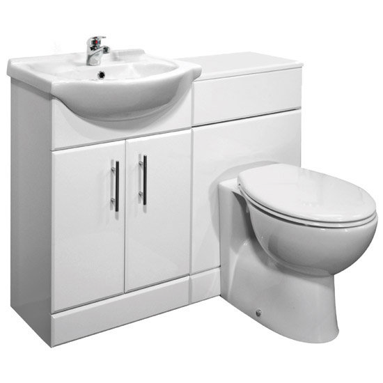 Sienna Milo High Gloss White Vanity Unit Cloakroom Suite W1050 x D300mm Large Image