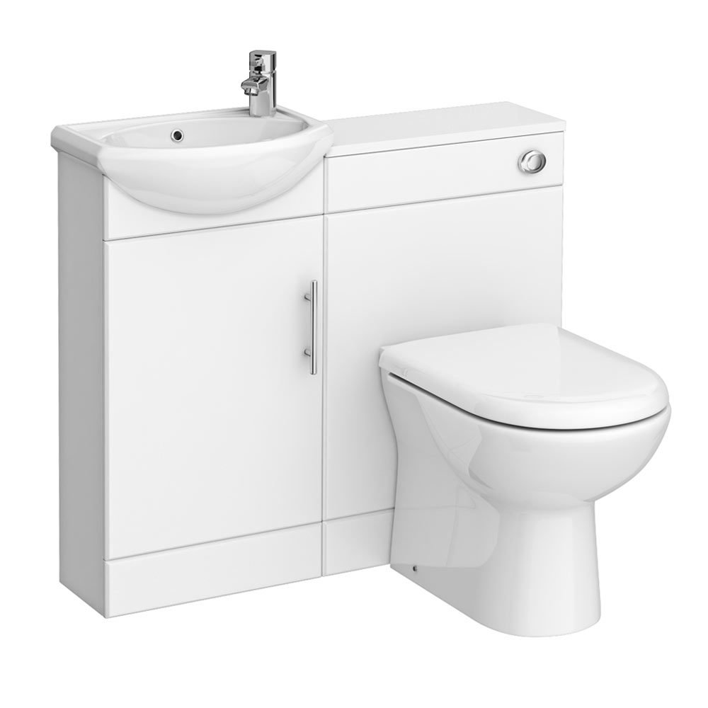 Sienna W920 x D200mm High Gloss White Vanity Unit Cloakroom Suite with ...