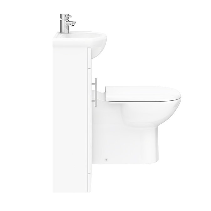 Sienna W920 x D200mm High Gloss White Vanity Unit Cloakroom Suite + D-shaped pan  In Bathroom Large 