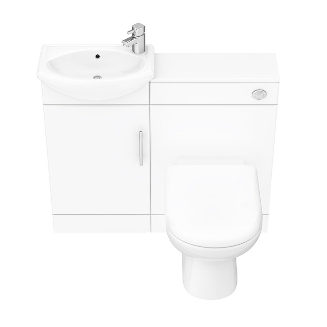 Sienna W920 x D200mm High Gloss White Vanity Unit Cloakroom Suite + D-shaped pan  additional Large I