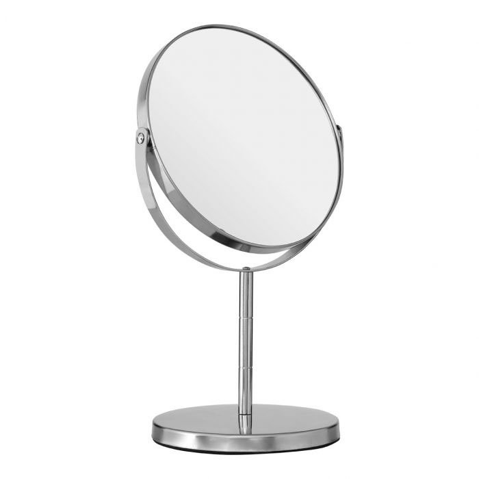 Silver Effect Metal Swivel Cosmetic Mirror Large Image