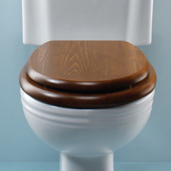 Silverdale BTW Traditional Luxury Dark Oak Wooden Toilet Seat Incalux Hinges