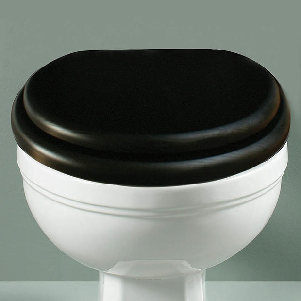 Silverdale BTW Traditional Luxury Ebony Black Wooden Toilet Seat Large Image