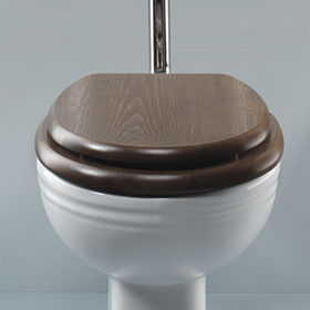 Silverdale Dark Oak Wooden High/Low Level Toilet Seat with Incalux Hinges