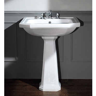 Silverdale Empire Art Deco 700mm Wide Basin with Full Pedestal Profile Large Image