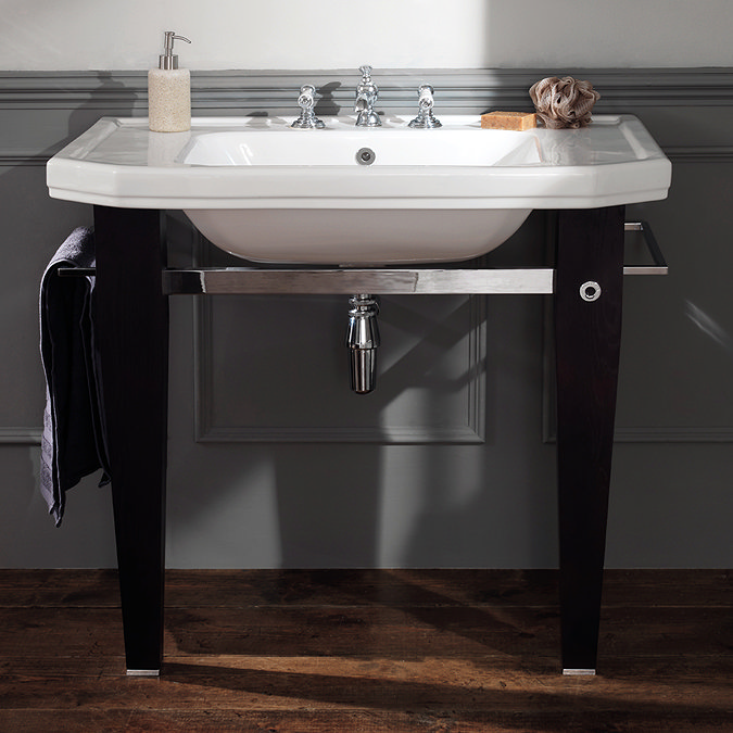 Silverdale Empire Art Deco 920mm Basin inc Luxury Solid Wood & Chrome Stand Feature Large Image