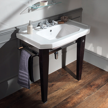 Silverdale Empire Art Deco 920mm Basin inc Luxury Solid Wood & Chrome Stand Profile Large Image