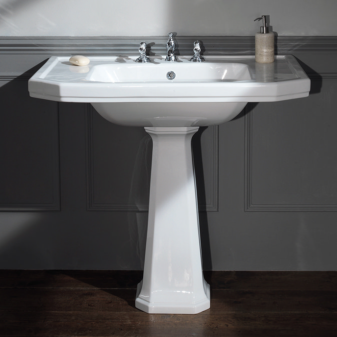 Silverdale Empire Art Deco 920mm Wide Basin with Full Pedestal Large Image