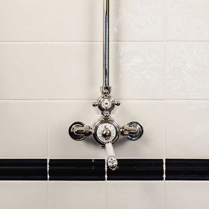 Silverdale Exposed Thermostatic Shower Valve, Overhead Arm, Riser & 5" Rose Feature Large Image