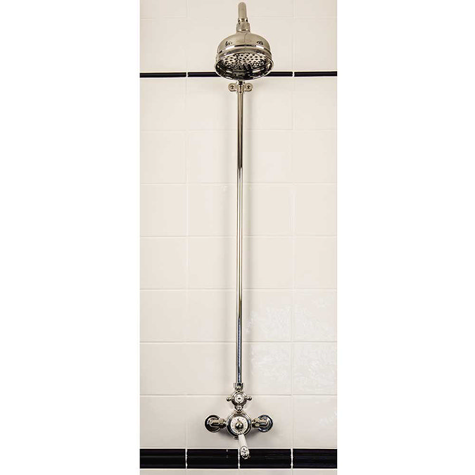 Silverdale Exposed Thermostatic Shower Valve, Overhead Arm, Riser & 5" Rose Large Image