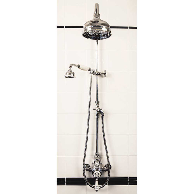 Silverdale Exposed Thermostatic Valve w Diverter, Arm, 5" Rose, Riser & Handset Large Image