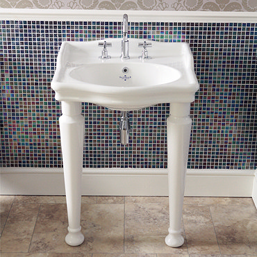Silverdale Hillingdon Traditional Console Basin inc Legset - 3 Tap Hole Profile Large Image