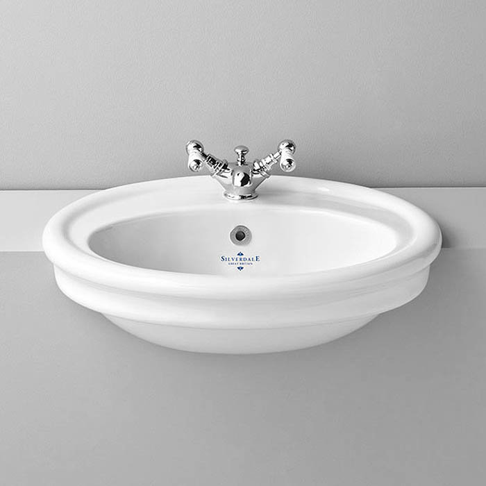 Silverdale Hillingdon Traditional Semi Recessed Basin - 600mm Wide  Profile Large Image