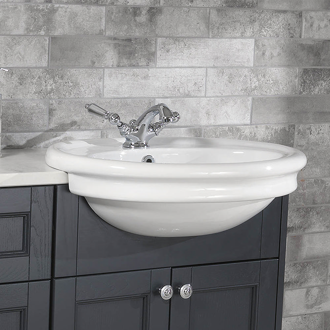 Silverdale Hillingdon Traditional Semi Recessed Basin - 600mm Wide Large Image