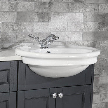 Silverdale Hillingdon Traditional Semi Recessed Basin - 600mm Wide  Profile Large Image