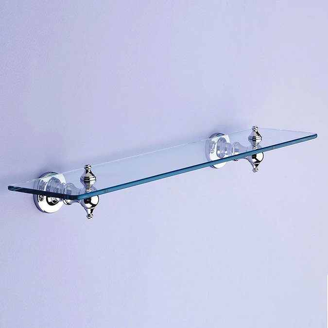 Silverdale Luxury Berkeley Glass Shelf (495mm Wide - Chrome) Large Image