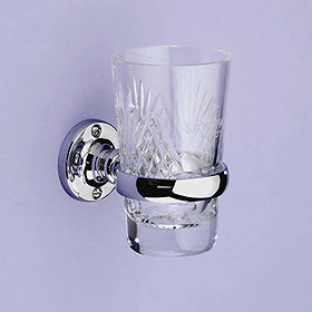 Silverdale Luxury Berkeley Tumbler Holder & Crystal Glass Tumbler - Chrome Large Image