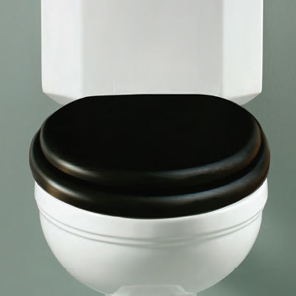 Silverdale Luxury Ebony Black Oak Wooden Soft Close Toilet Seat with Incalux Hinges Large Image
