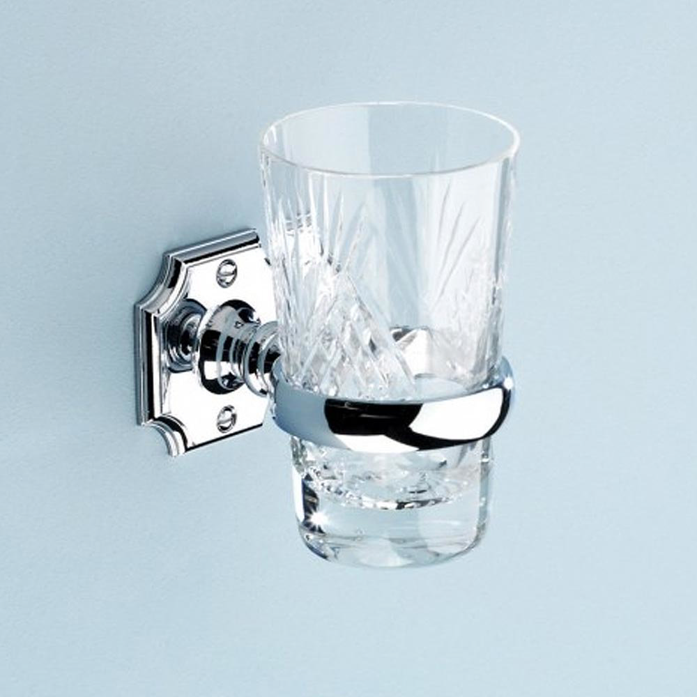 Silverdale Luxury Victorian Tumbler Holder & Crystal Glass Tumbler - Chrome Large Image