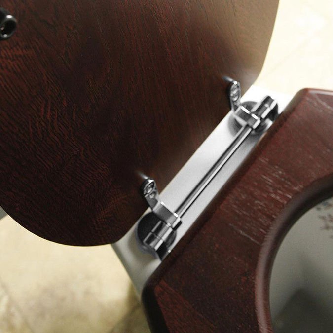 Silverdale Mahogany Wooden High/Low Level Toilet Seat with Chrome Hinges Feature Large Image