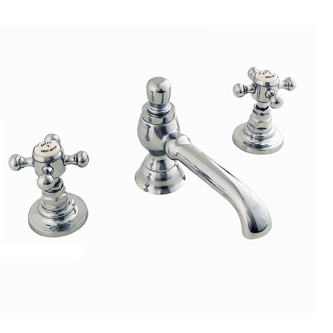 Silverdale Victorian 3 Hole Basin Tap with Pop Up Waste Chrome Large Image