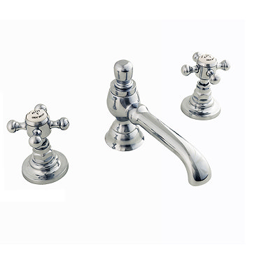 Silverdale Victorian 3 Hole Basin Tap with Pop Up Waste Chrome  Profile Large Image