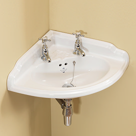Silverdale Victorian 465mm Corner Cloakroom Basin - 2 Tap Hole Large Image