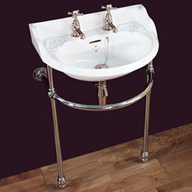 Silverdale Victorian Cloakroom Basin with Chrome Stand (530mm Wide - 2 Tap Hole) Medium Image