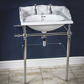 Silverdale Victorian 635mm Wide Basin with Chrome Stand Medium Image