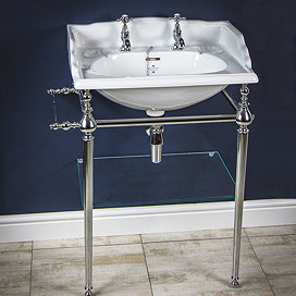 Silverdale Victorian 635mm Wide Basin with Chrome Stand Large Image