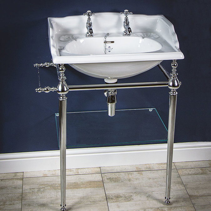 Silverdale Victorian 635mm Wide Basin with Chrome Stand Large Image